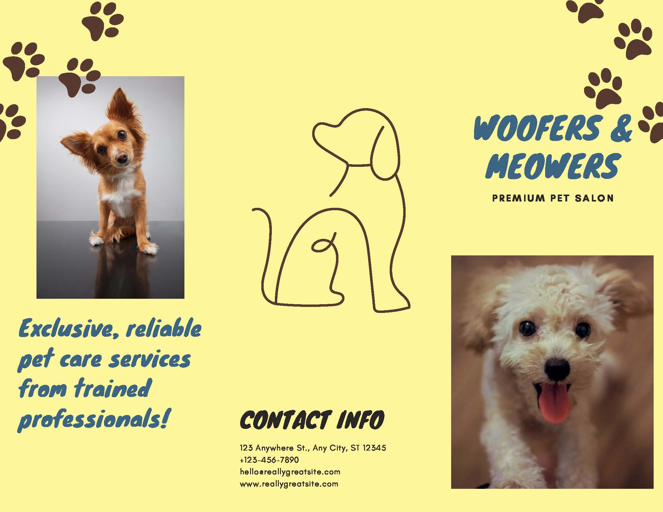 Pet grooming business example brochure